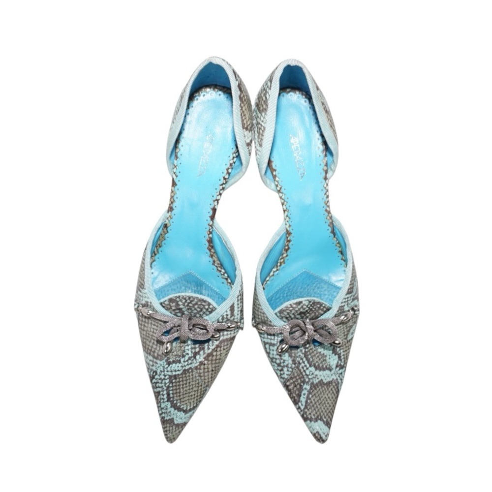 Apepazza Italian Limited Edition Blue/Gray Snakeskin Heels, Size 36 (US Size 6) - Picture 3 of 10
